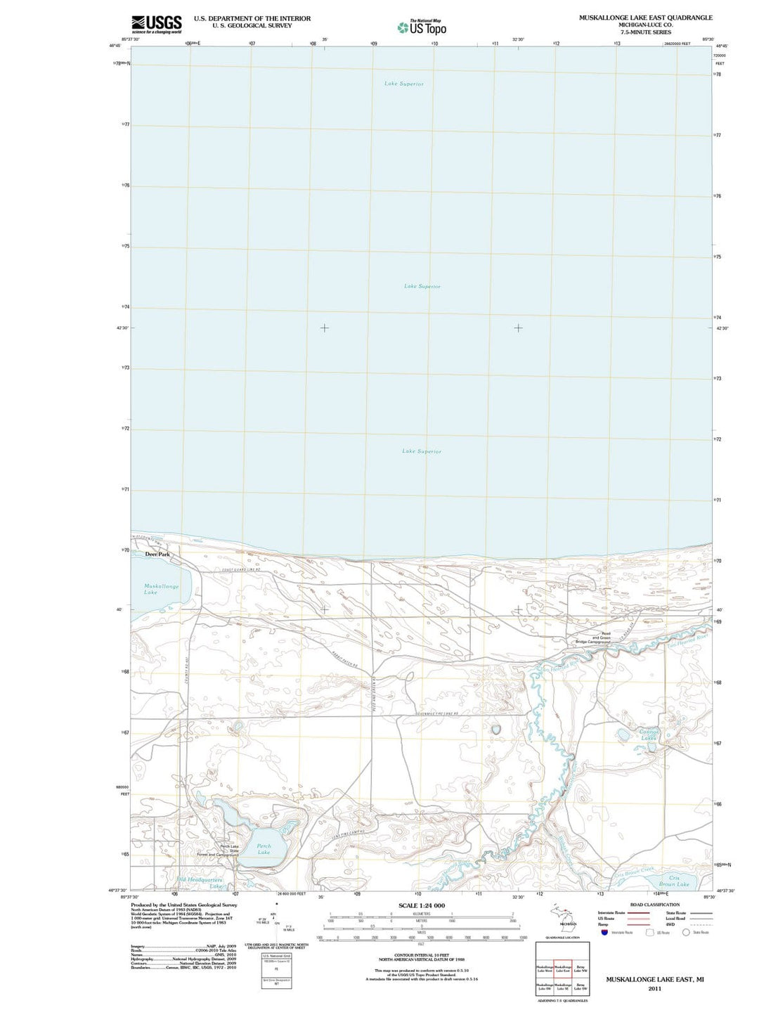 2011 Muskallonge Lake East, MI - Michigan - USGS Topographic Map