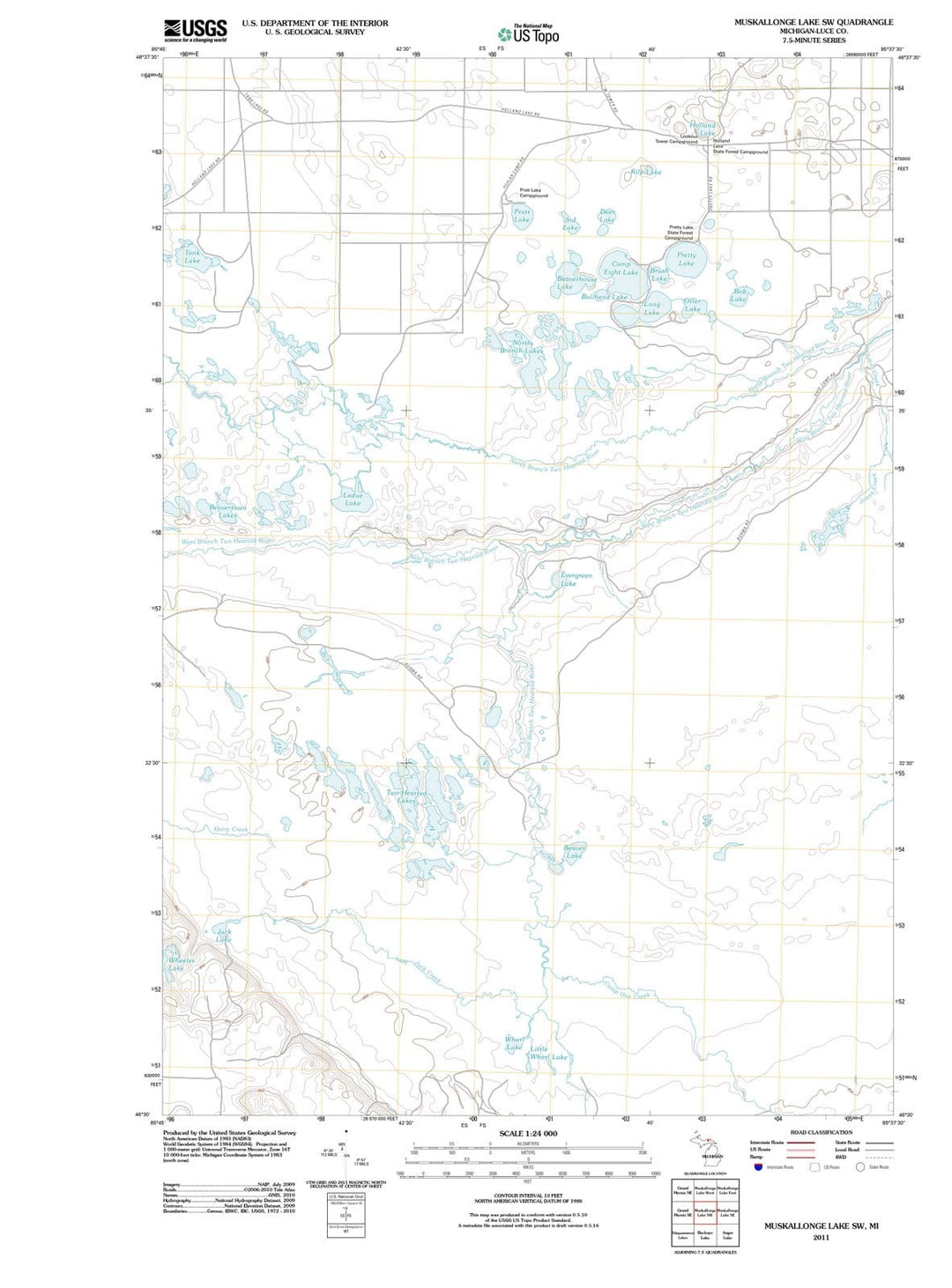 2011 Muskallonge Lake, MI - Michigan - USGS Topographic Map
