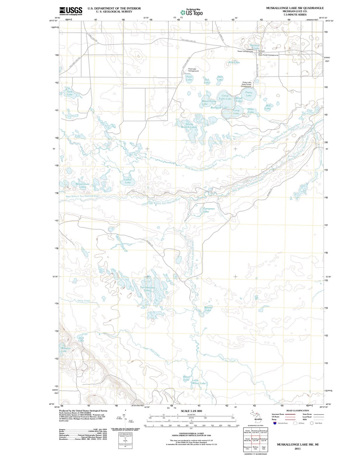 2011 Muskallonge Lake, MI - Michigan - USGS Topographic Map