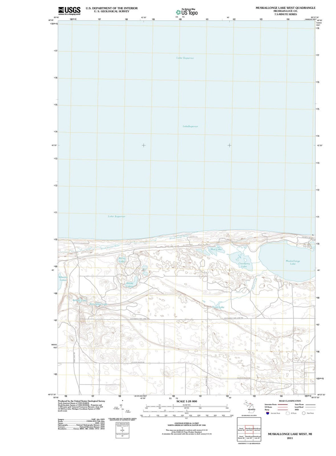 2011 Muskallonge Lake West, MI - Michigan - USGS Topographic Map