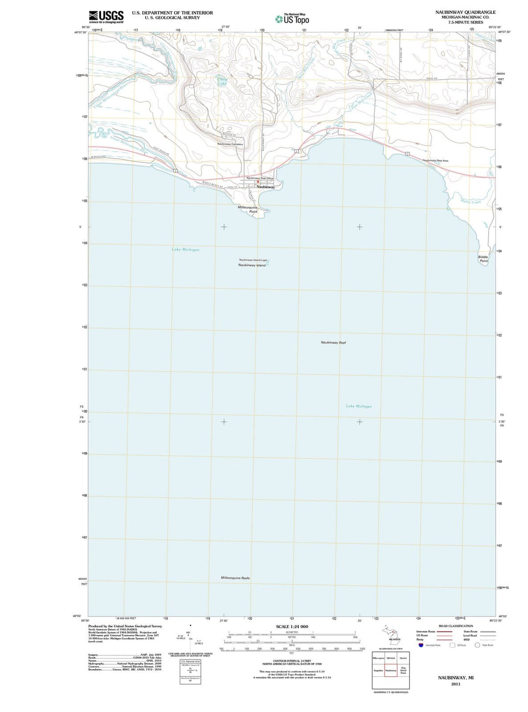 2011 Naubinway, MI - Michigan - USGS Topographic Map