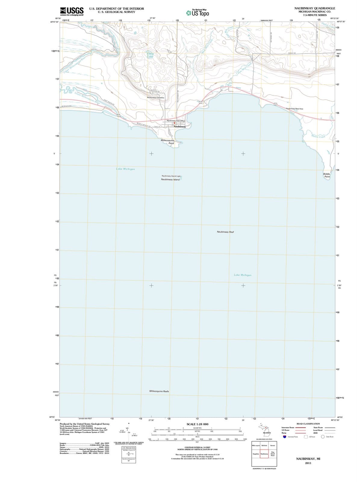 2011 Naubinway, MI - Michigan - USGS Topographic Map
