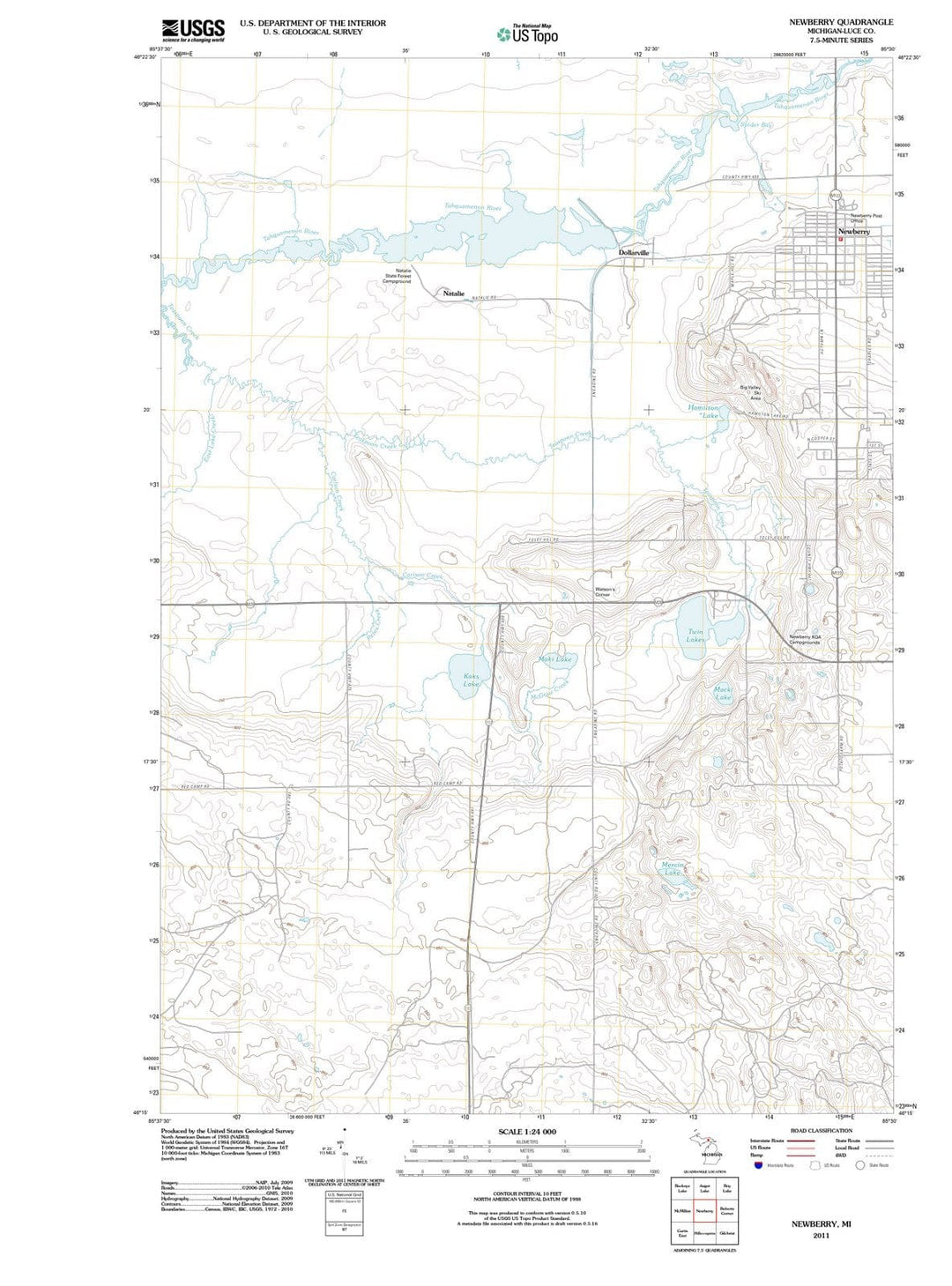 2011 Newberry, MI - Michigan - USGS Topographic Map