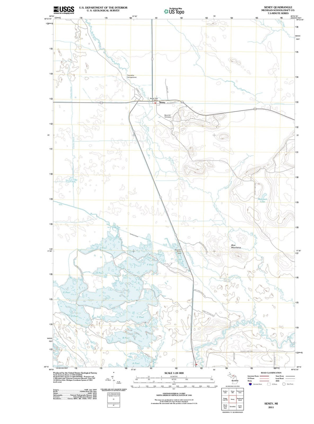 2011 Seney, MI - Michigan - USGS Topographic Map