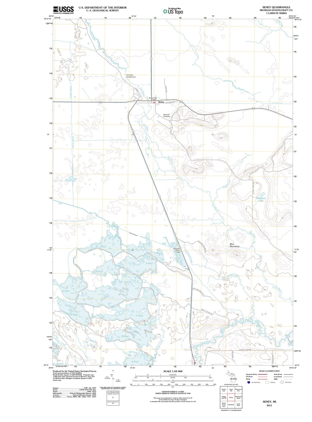 2011 Seney, MI - Michigan - USGS Topographic Map