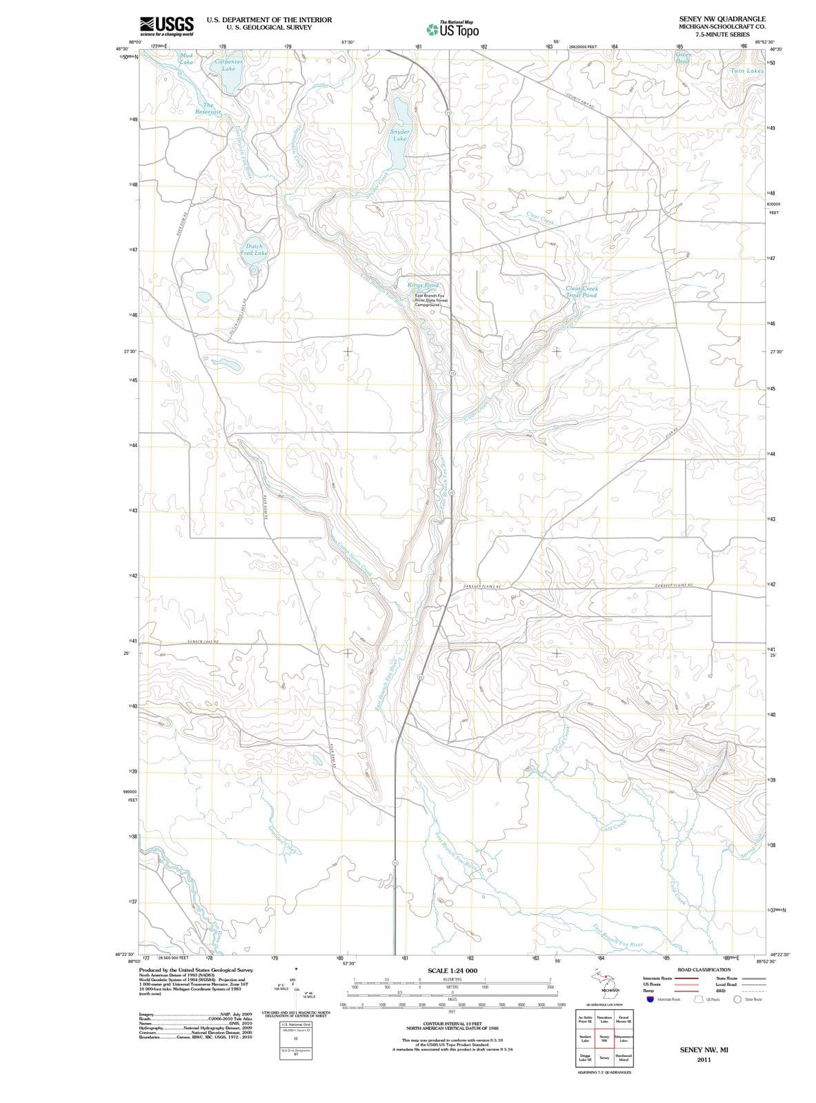 2011 Seney, MI - Michigan - USGS Topographic Map v2