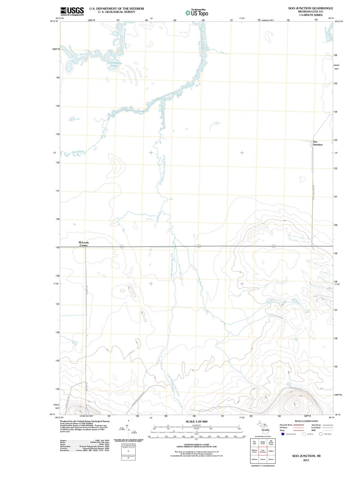 2011 Soo Junction, MI - Michigan - USGS Topographic Map