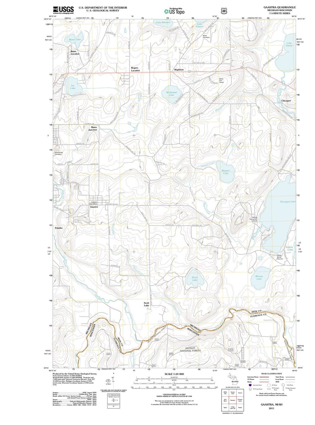 2011 Gaastra, MI - Michigan - USGS Topographic Map