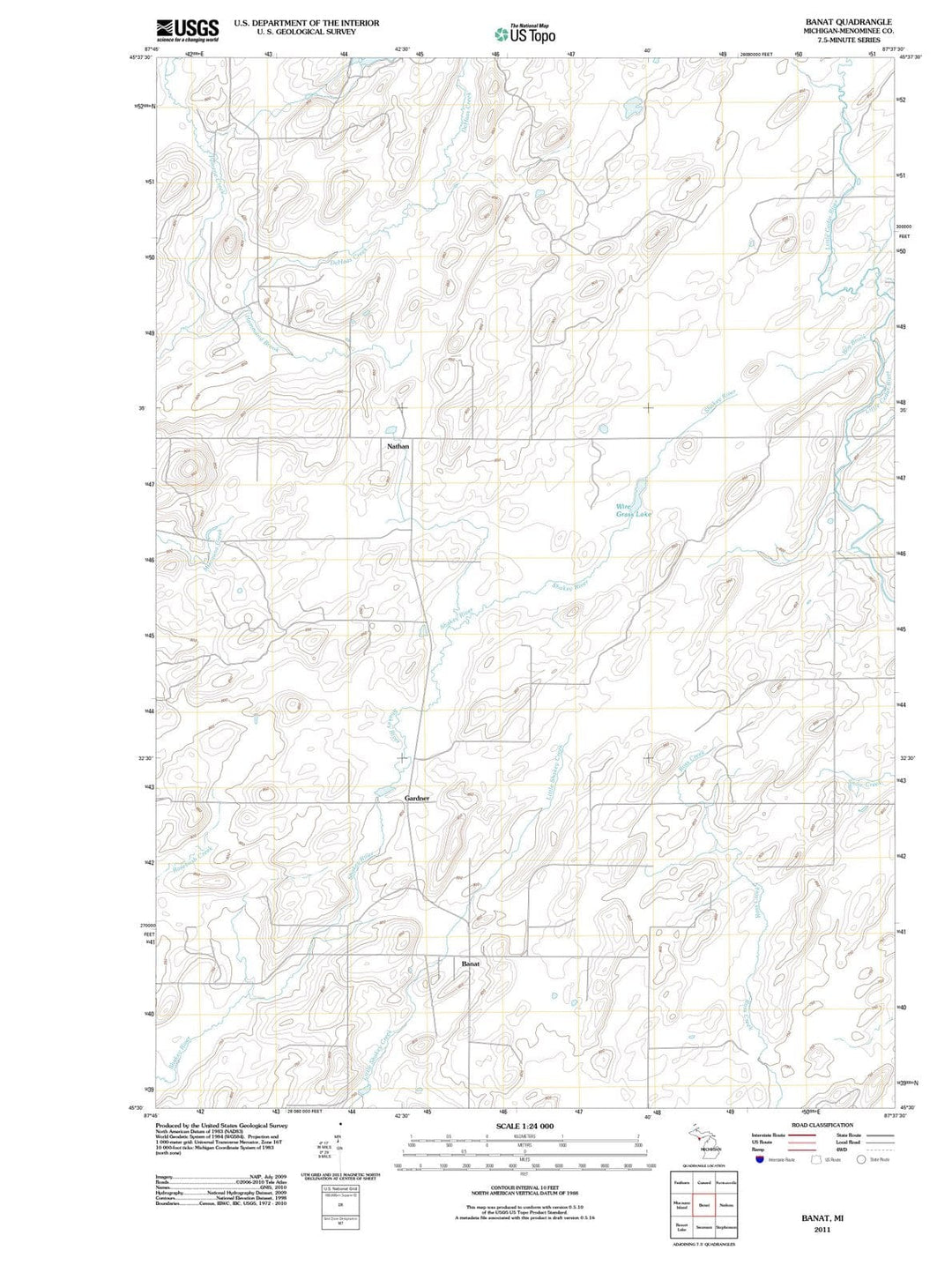 2011 Banat, MI - Michigan - USGS Topographic Map