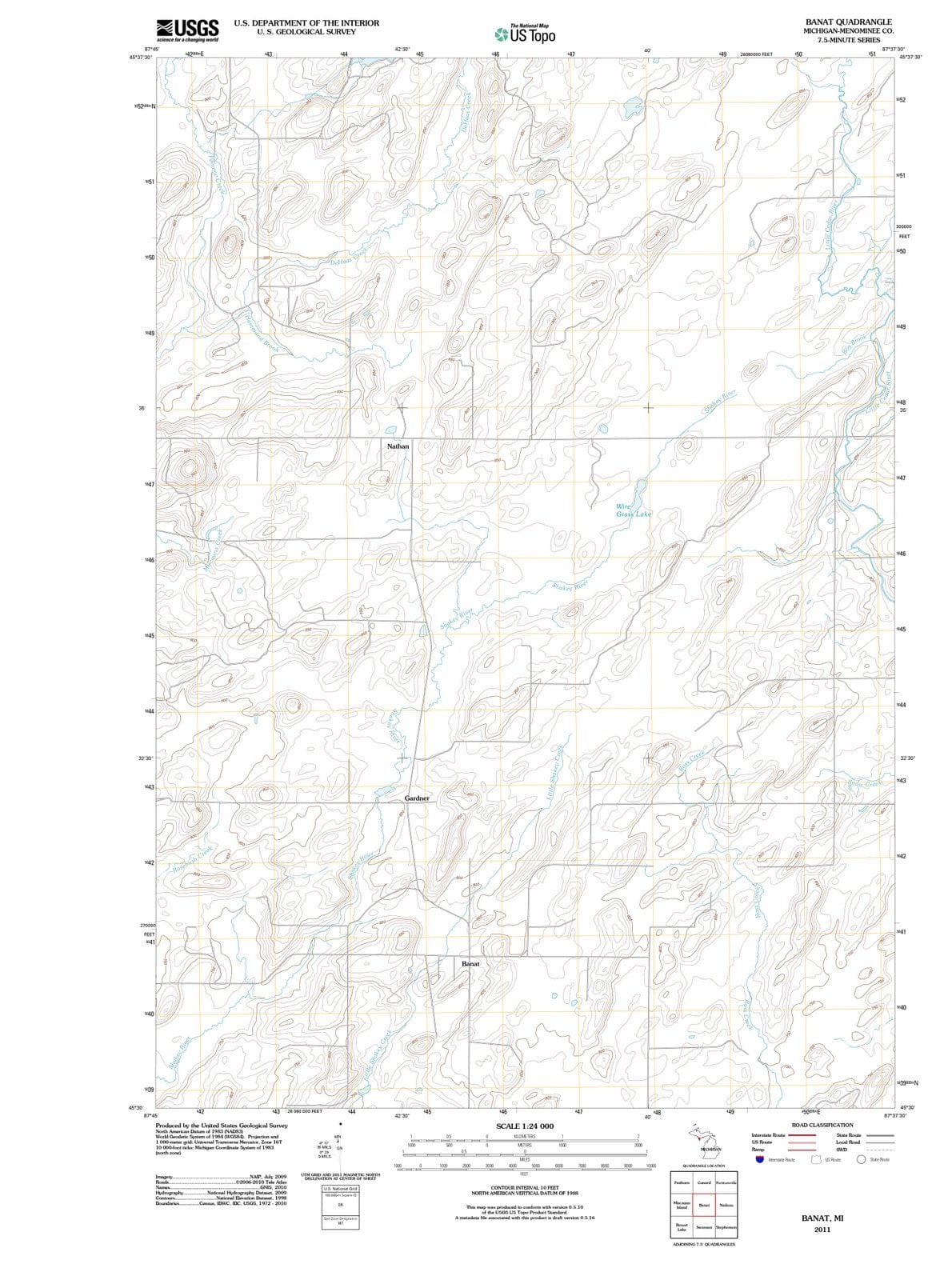 2011 Banat, MI - Michigan - USGS Topographic Map