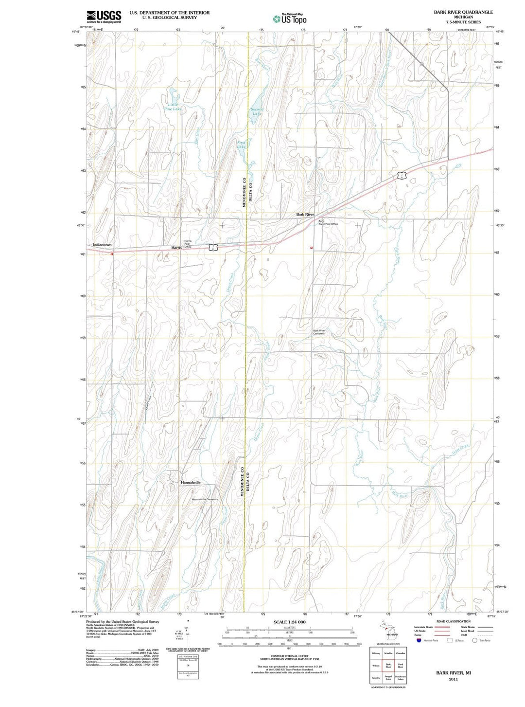 2011 Bark River, MI - Michigan - USGS Topographic Map