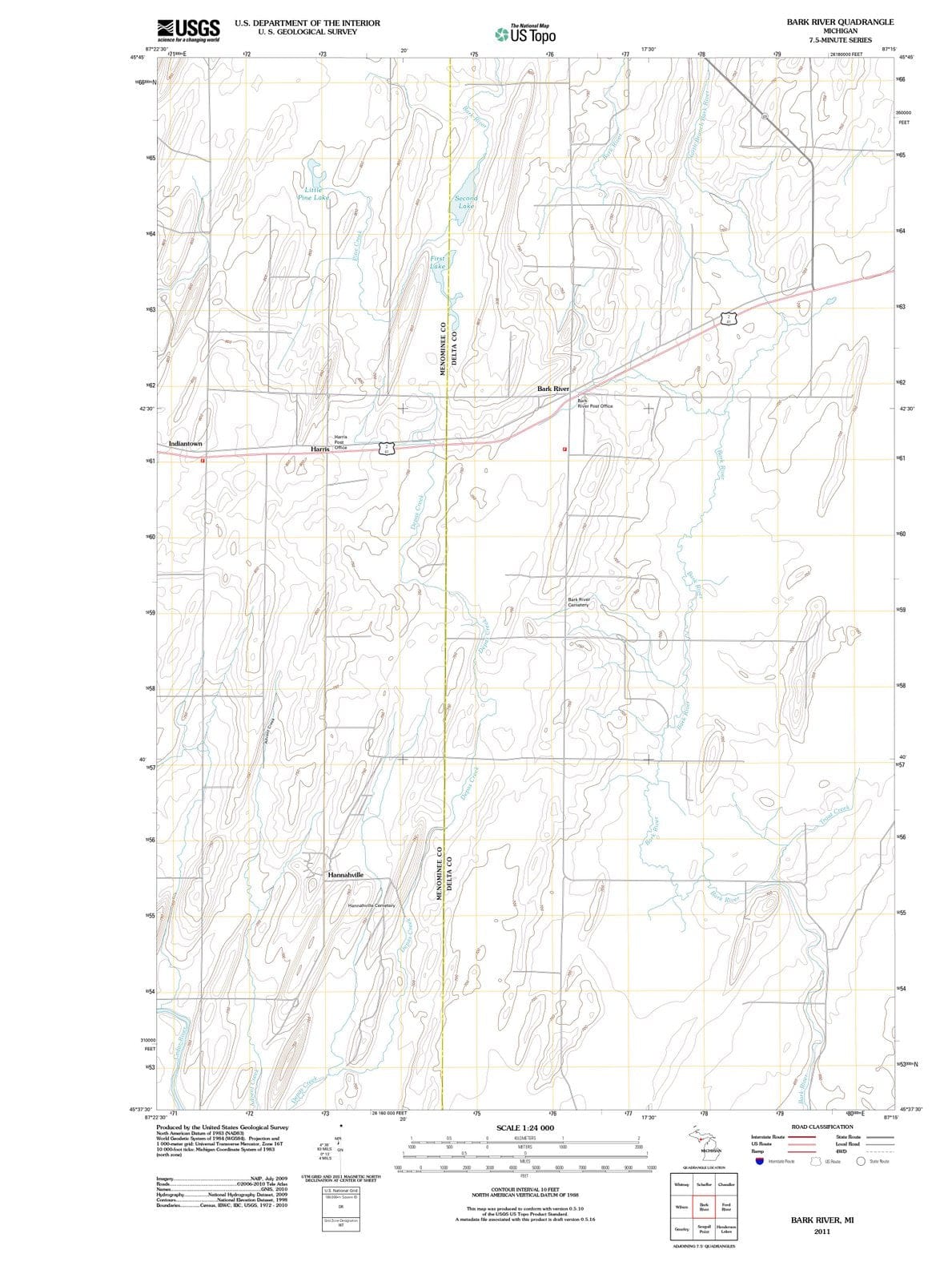 2011 Bark River, MI - Michigan - USGS Topographic Map