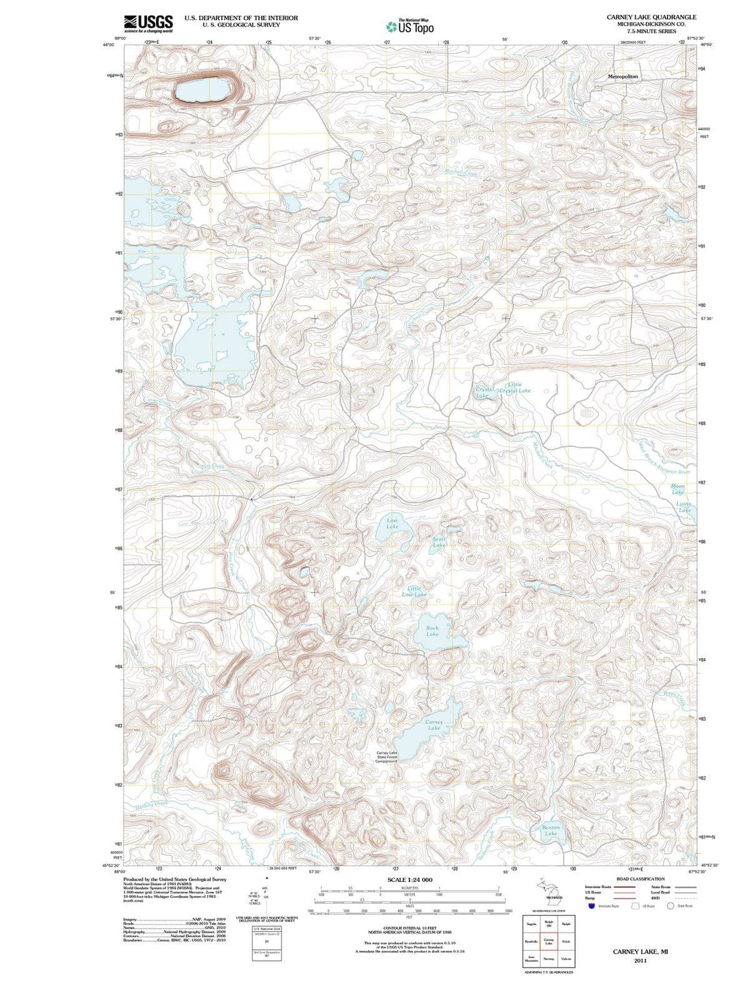 2011 Carney Lake, MI - Michigan - USGS Topographic Map