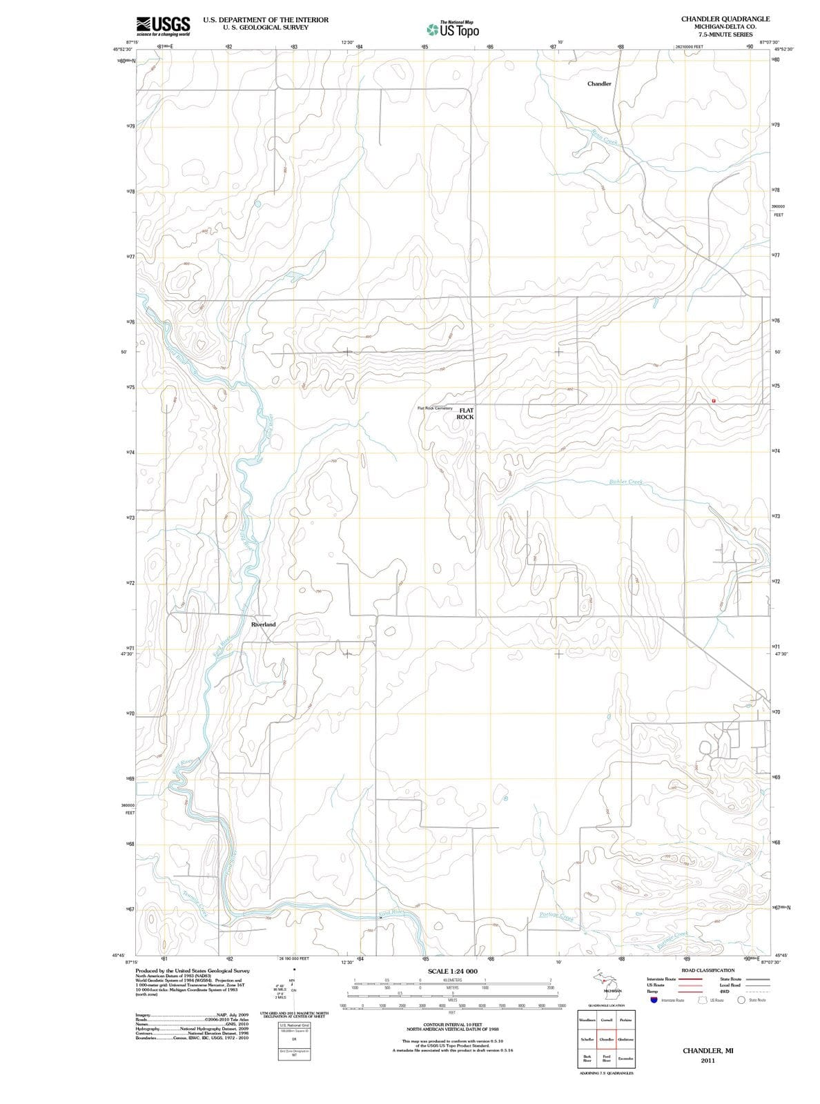 2011 Chandler, MI - Michigan - USGS Topographic Map