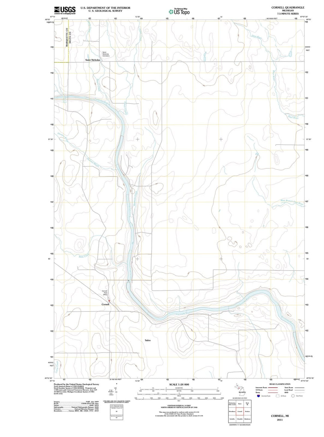 2011 Cornell, MI - Michigan - USGS Topographic Map