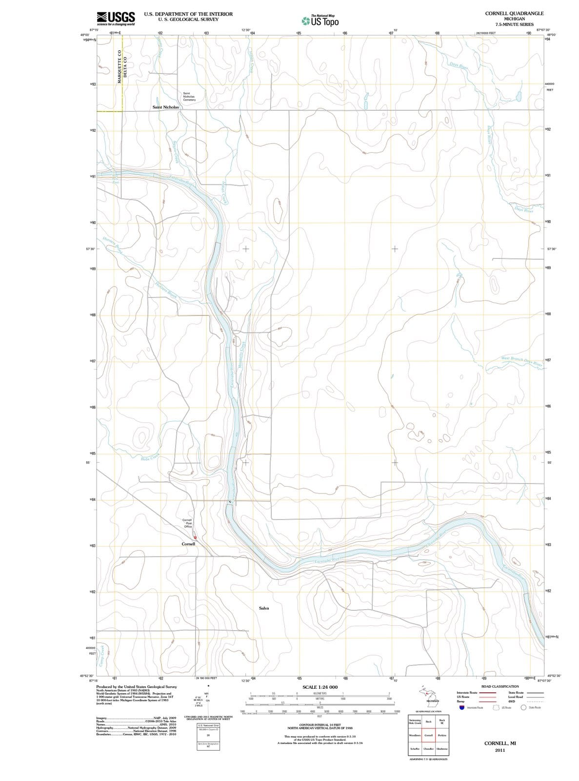 2011 Cornell, MI - Michigan - USGS Topographic Map