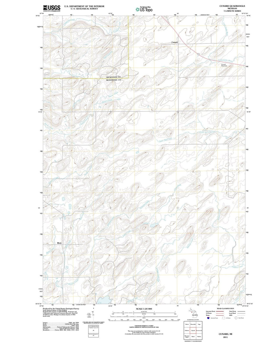 2011 Cunard, MI - Michigan - USGS Topographic Map