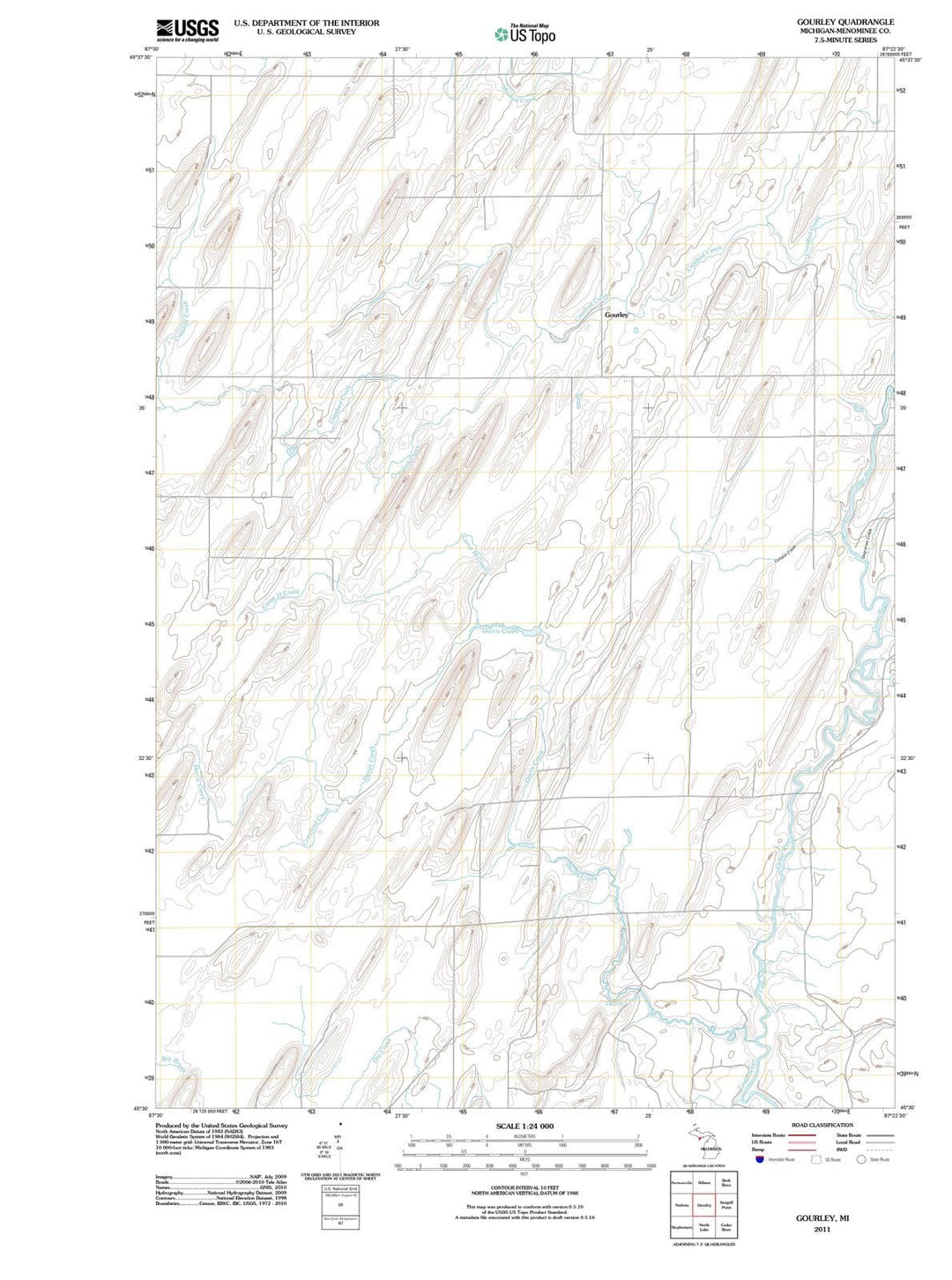 2011 Gourley, MI - Michigan - USGS Topographic Map