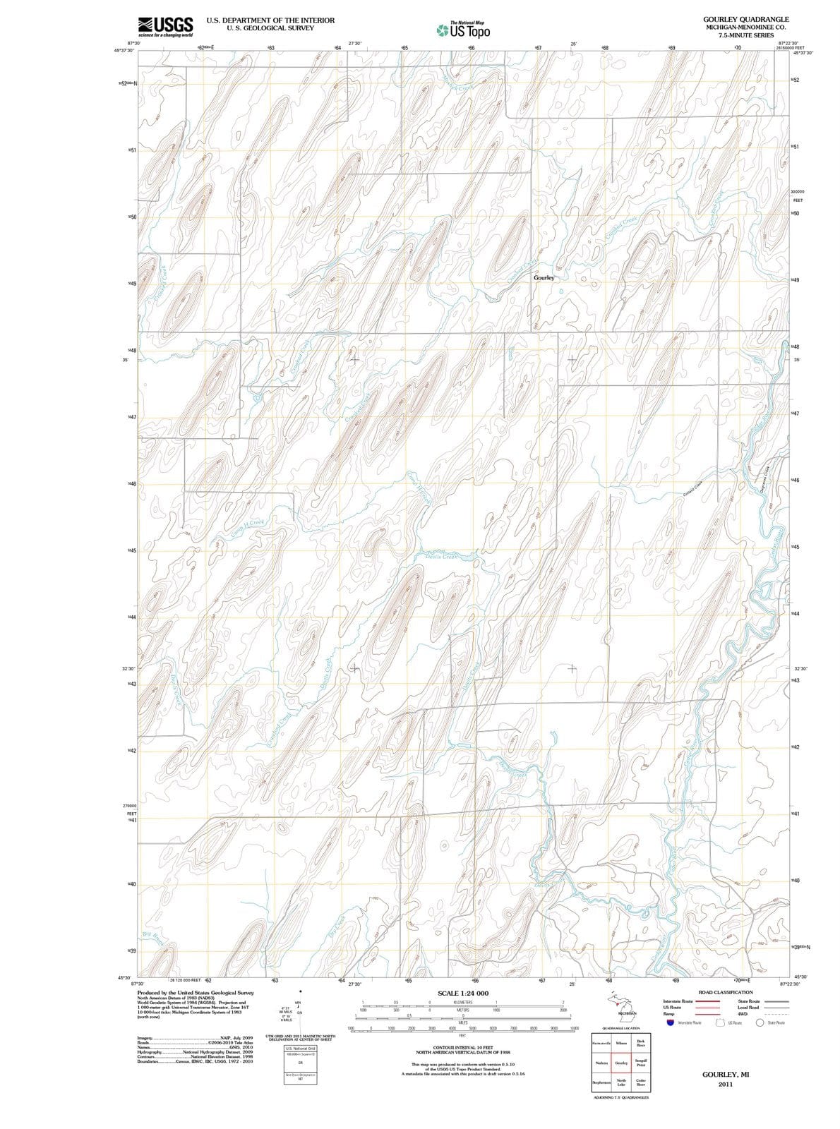 2011 Gourley, MI - Michigan - USGS Topographic Map