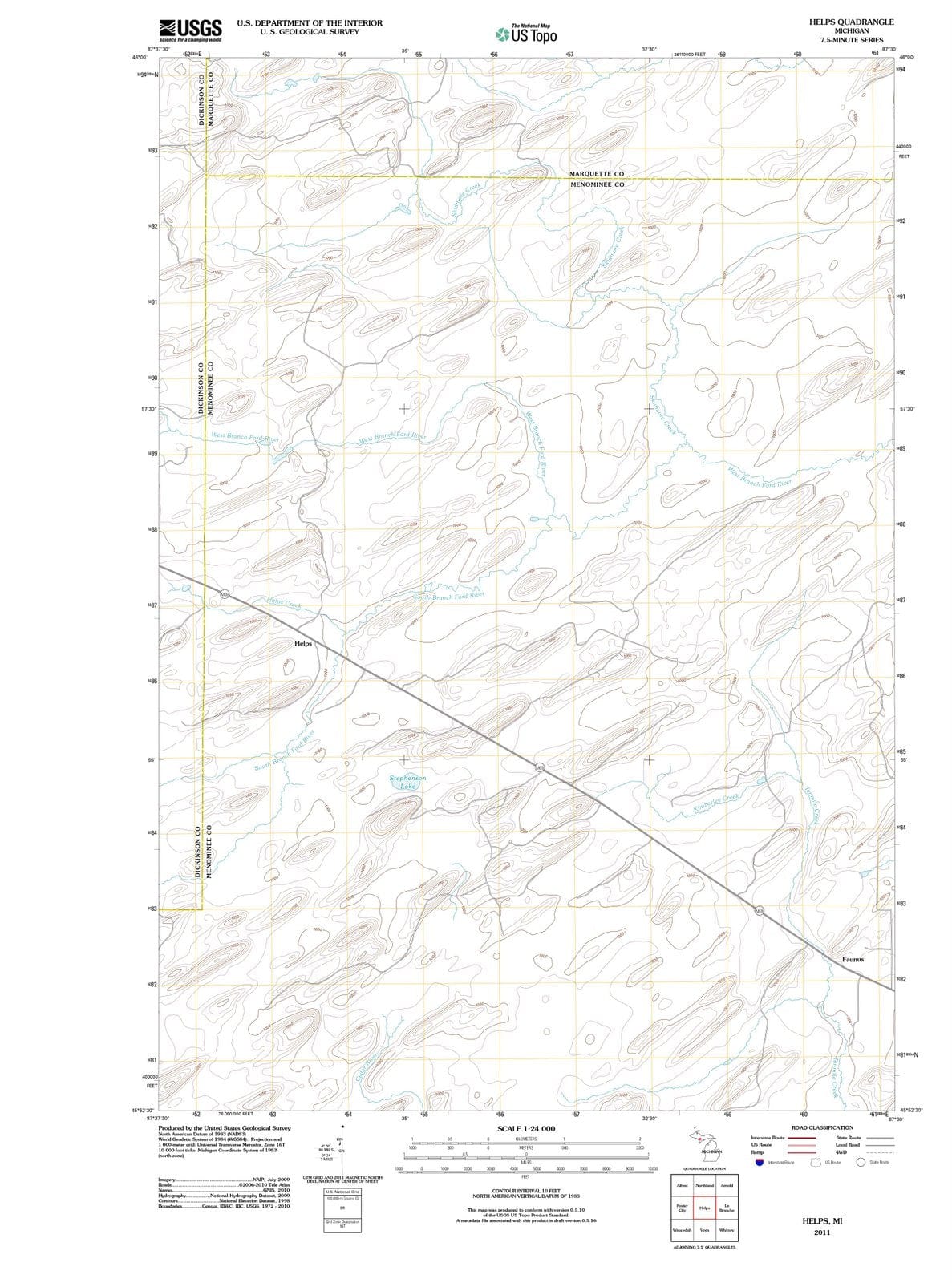 2011 Helps, MI - Michigan - USGS Topographic Map