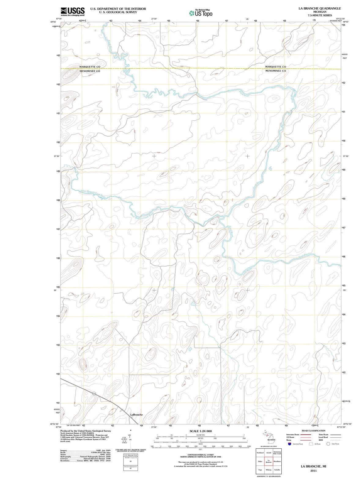 2011 La Branche, MI - Michigan - USGS Topographic Map