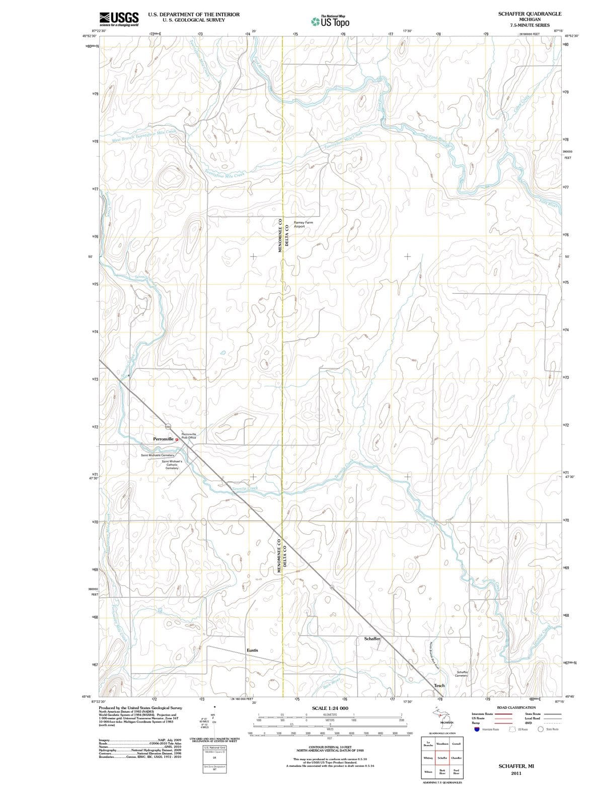2011 Schaffer, MI - Michigan - USGS Topographic Map