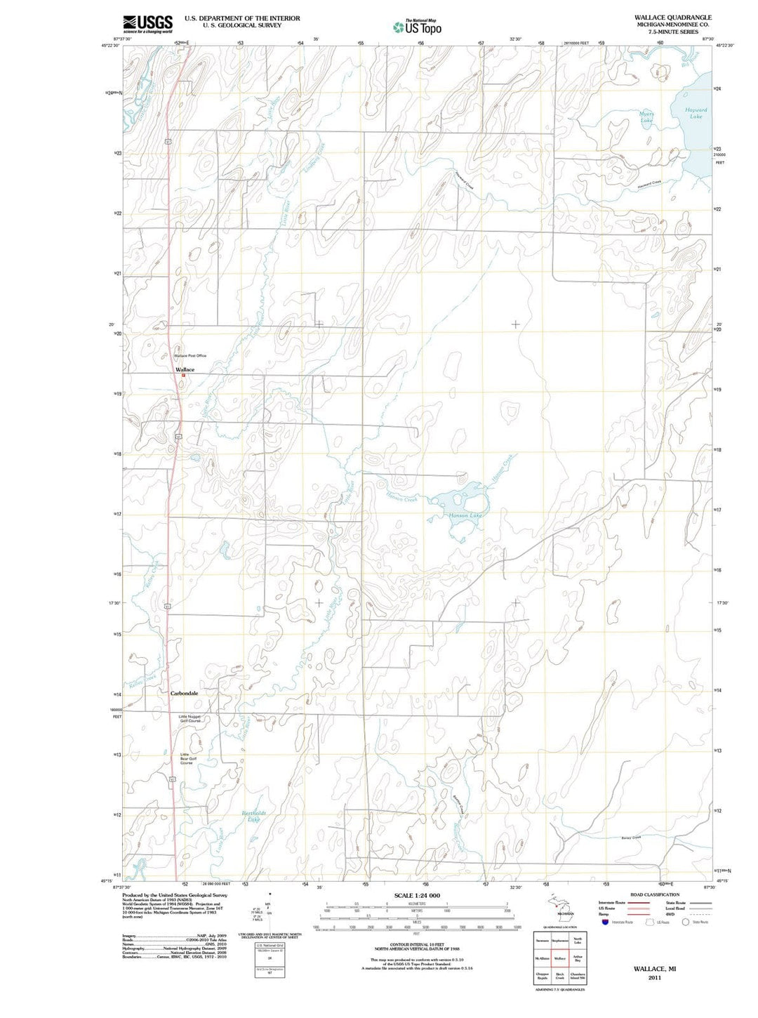 2011 Wallace, MI - Michigan - USGS Topographic Map