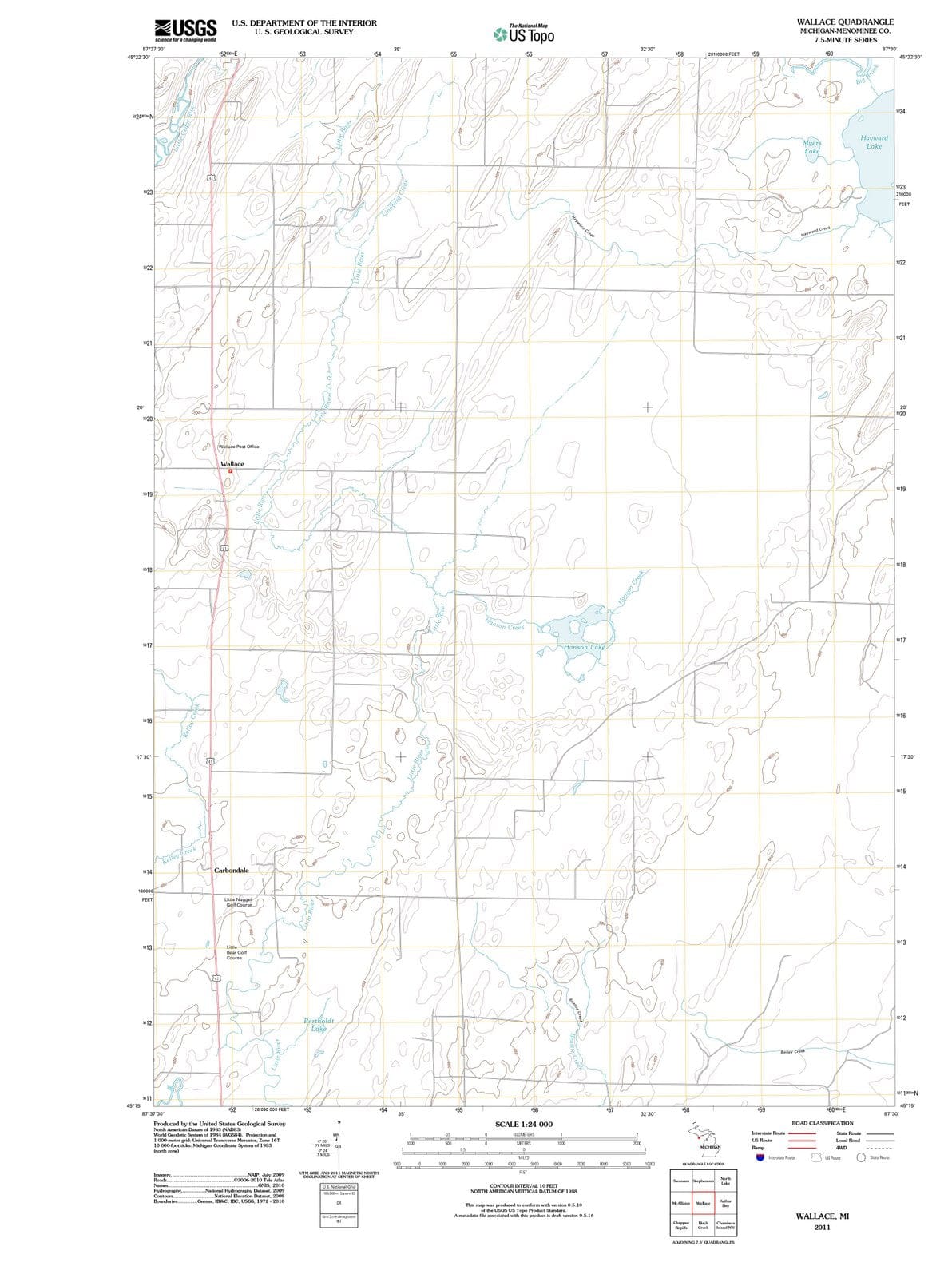 2011 Wallace, MI - Michigan - USGS Topographic Map