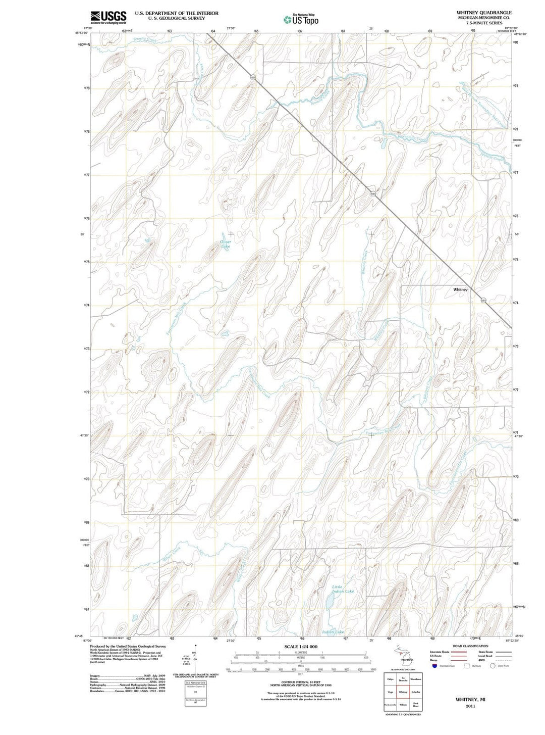 2011 Whitney, MI - Michigan - USGS Topographic Map