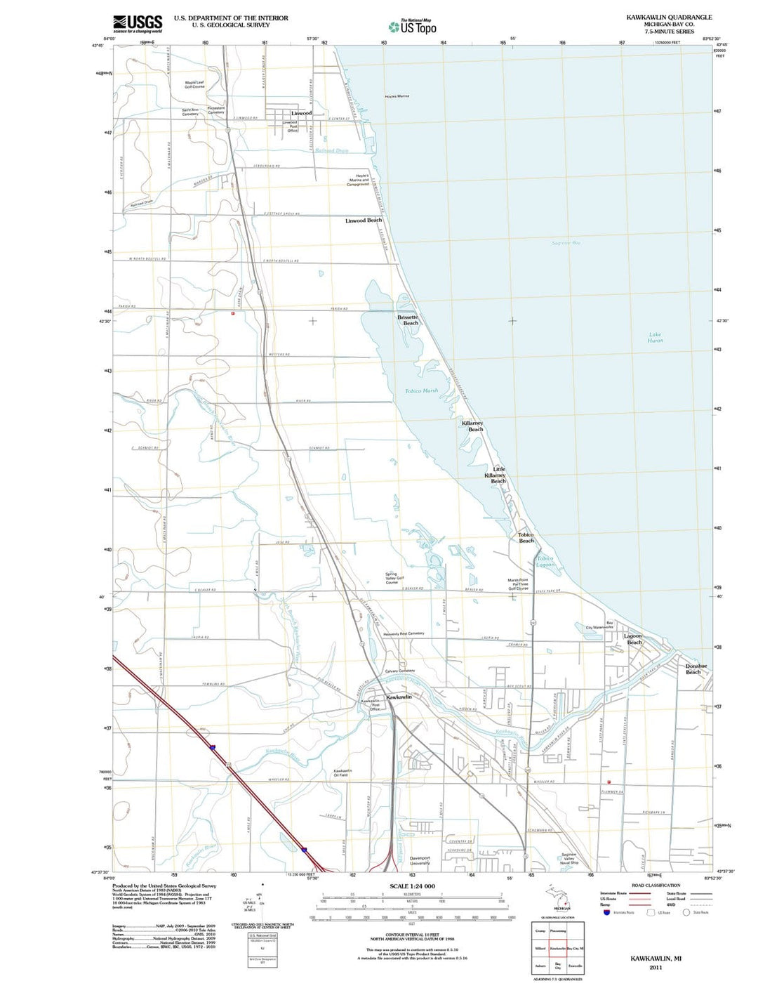 2011 Kawkawlin, MI - Michigan - USGS Topographic Map