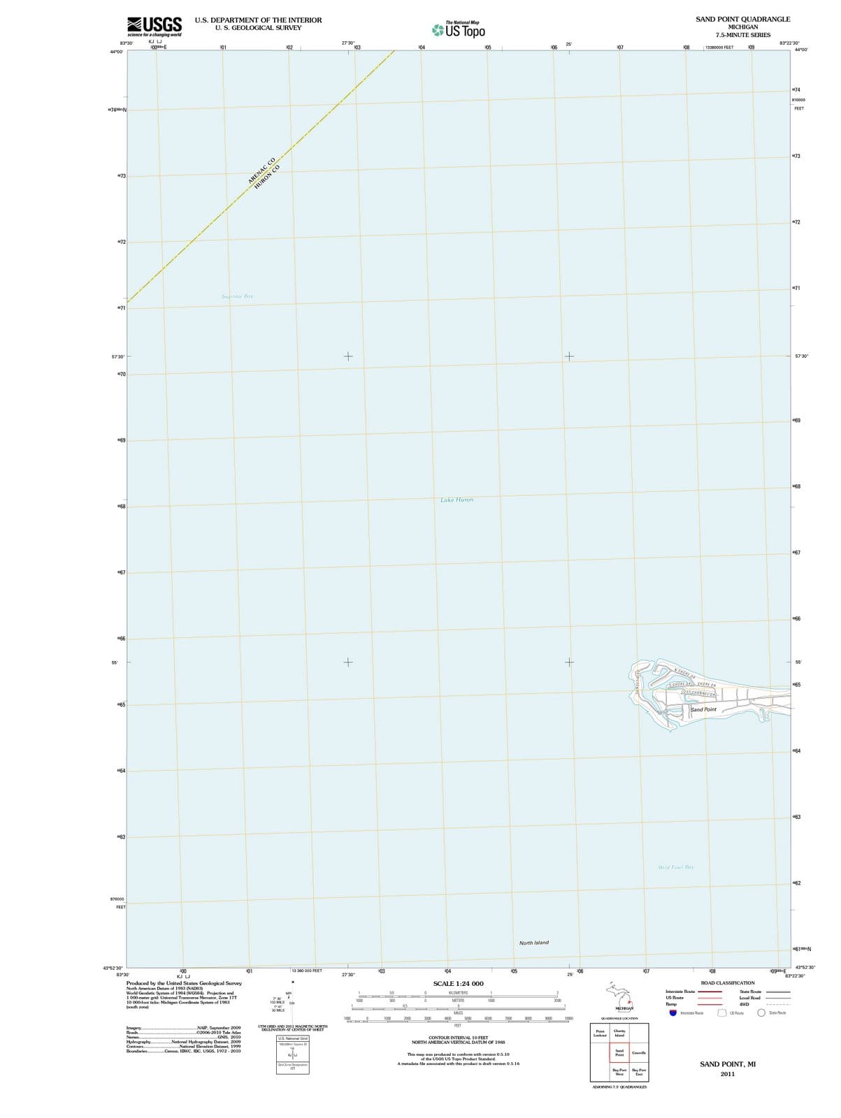 2011 Sand Point, MI - Michigan - USGS Topographic Map