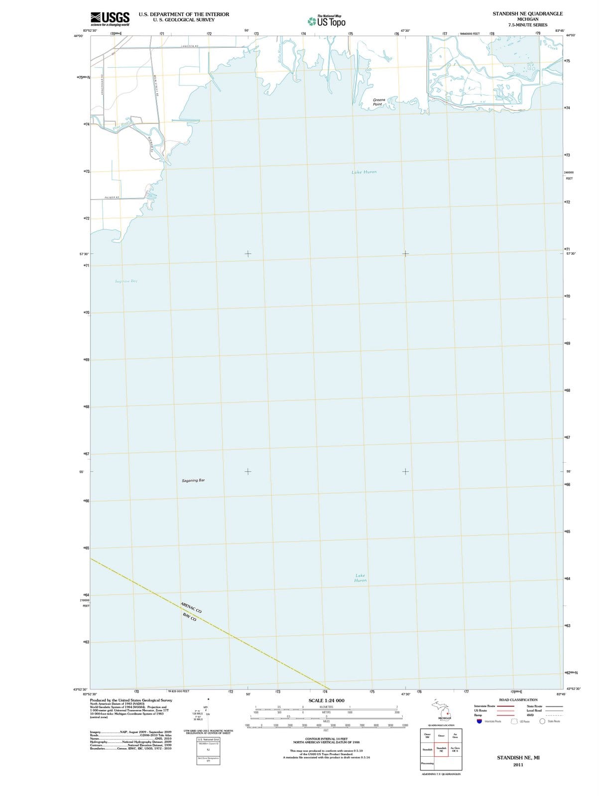 2011 Standish, MI - Michigan - USGS Topographic Map