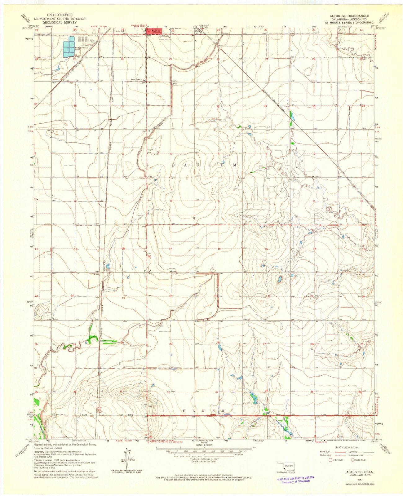 1963 Altus, OK - Oklahoma - USGS Topographic Map