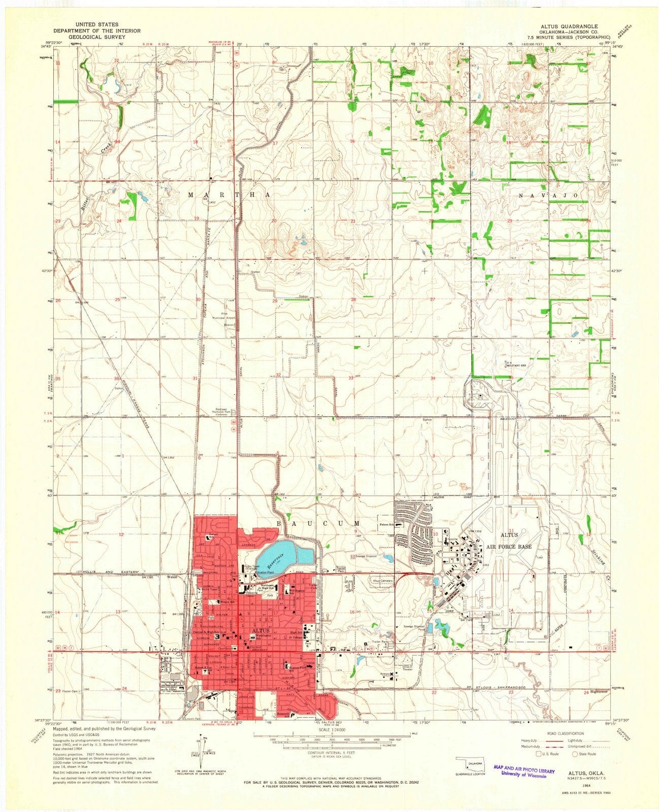 1964 Altus, OK - Oklahoma - USGS Topographic Map
