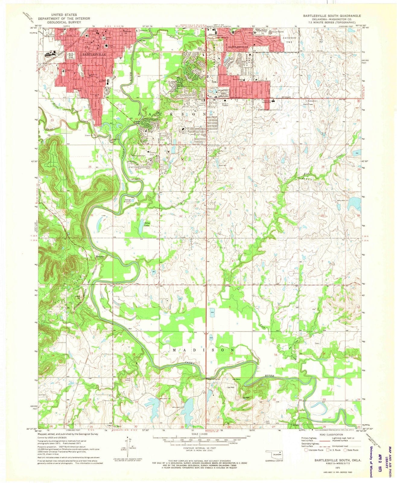 1971 Bartlesville South, OK - Oklahoma - USGS Topographic Map