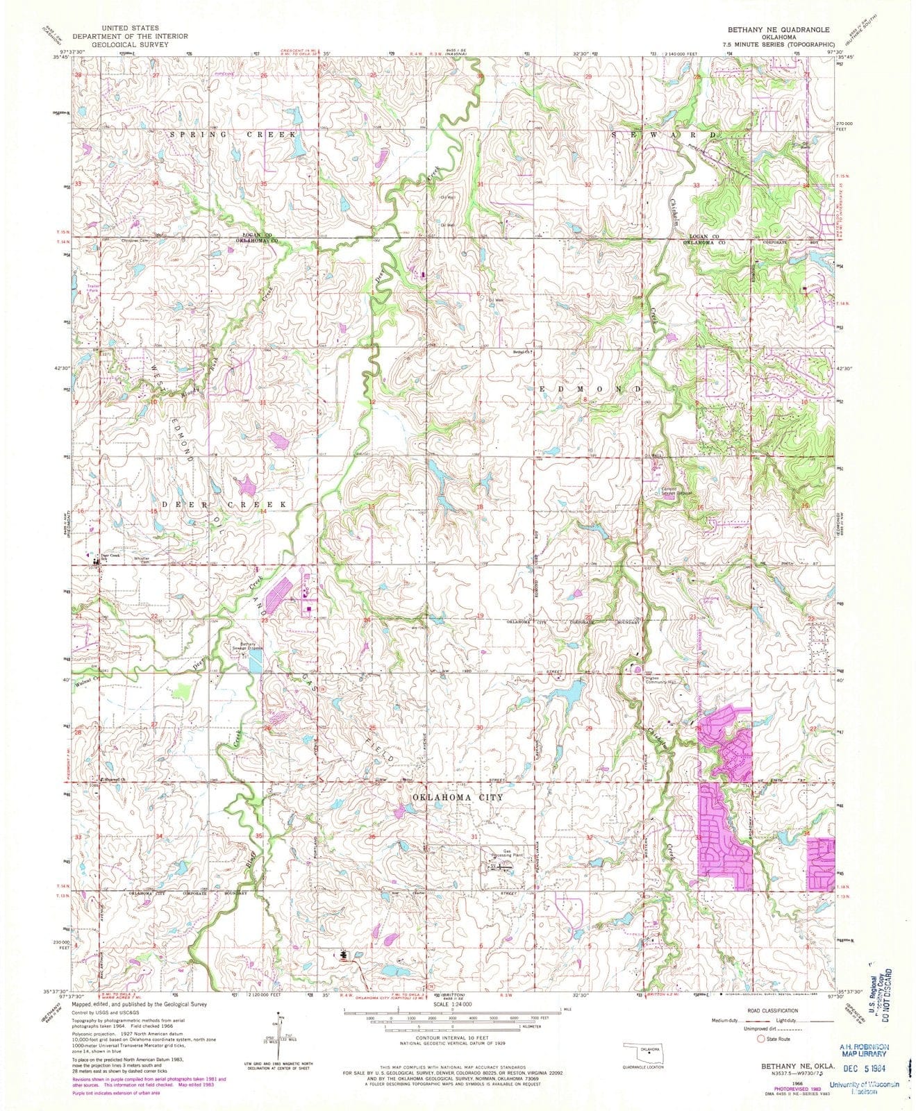 1966 Bethany, OK - Oklahoma - USGS Topographic Map