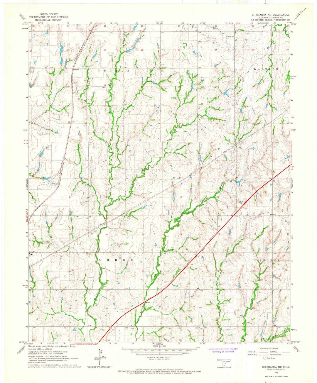 1966 Chickasha, OK - Oklahoma - USGS Topographic Map