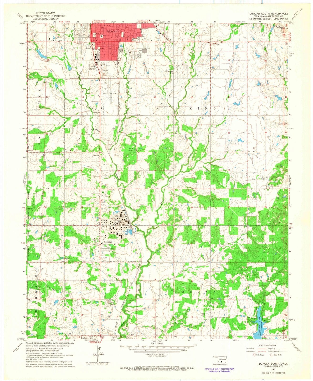 1964 Duncan South, OK - Oklahoma - USGS Topographic Map