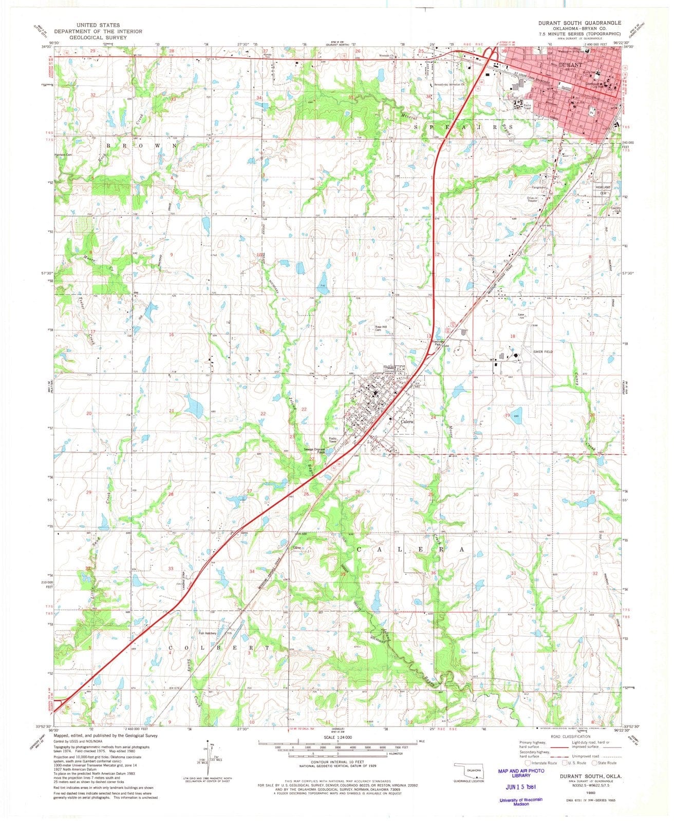 1980 Durant, OK - Oklahoma - USGS Topographic Map