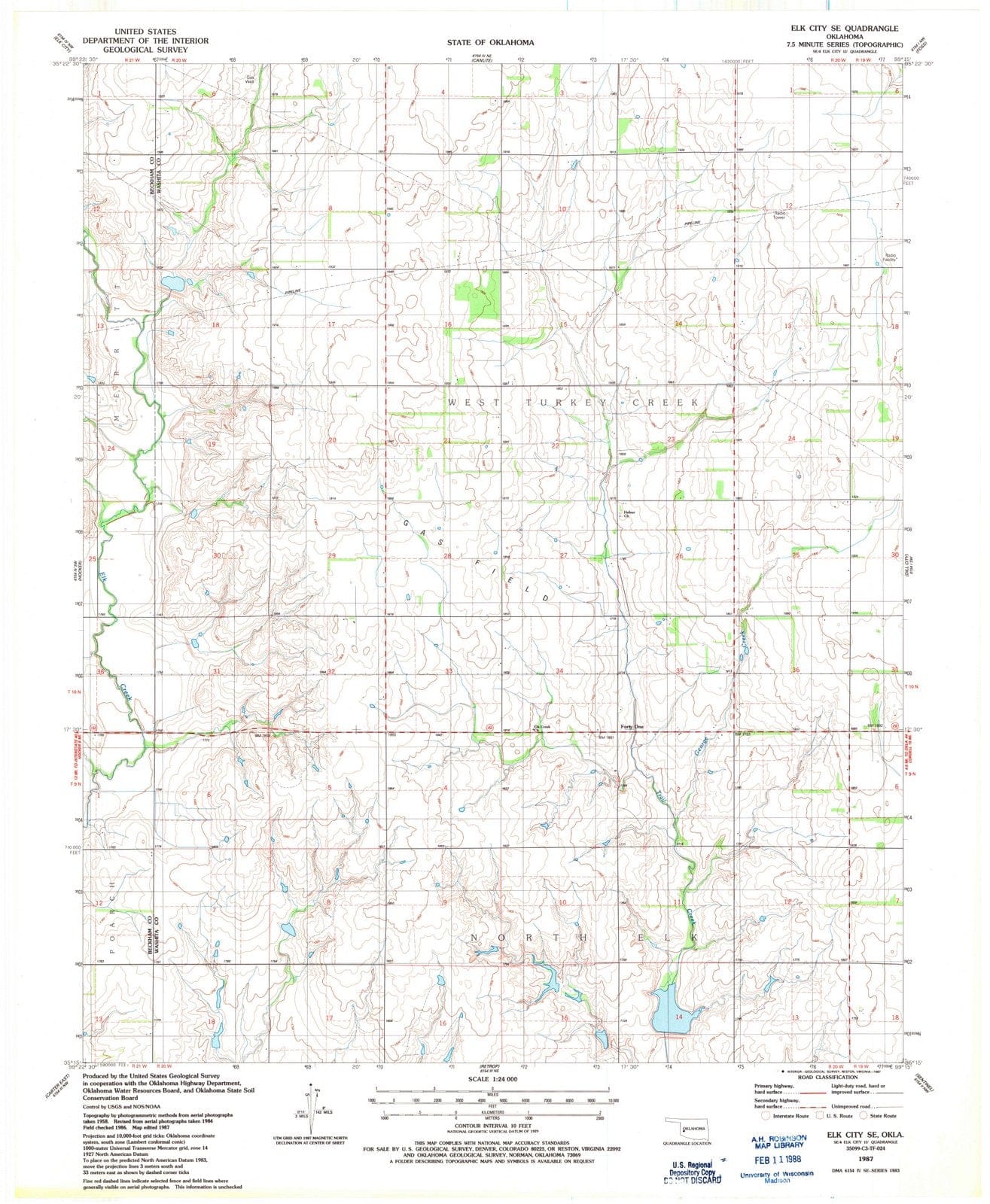 1987 Elk, OK - Oklahoma - USGS Topographic Map