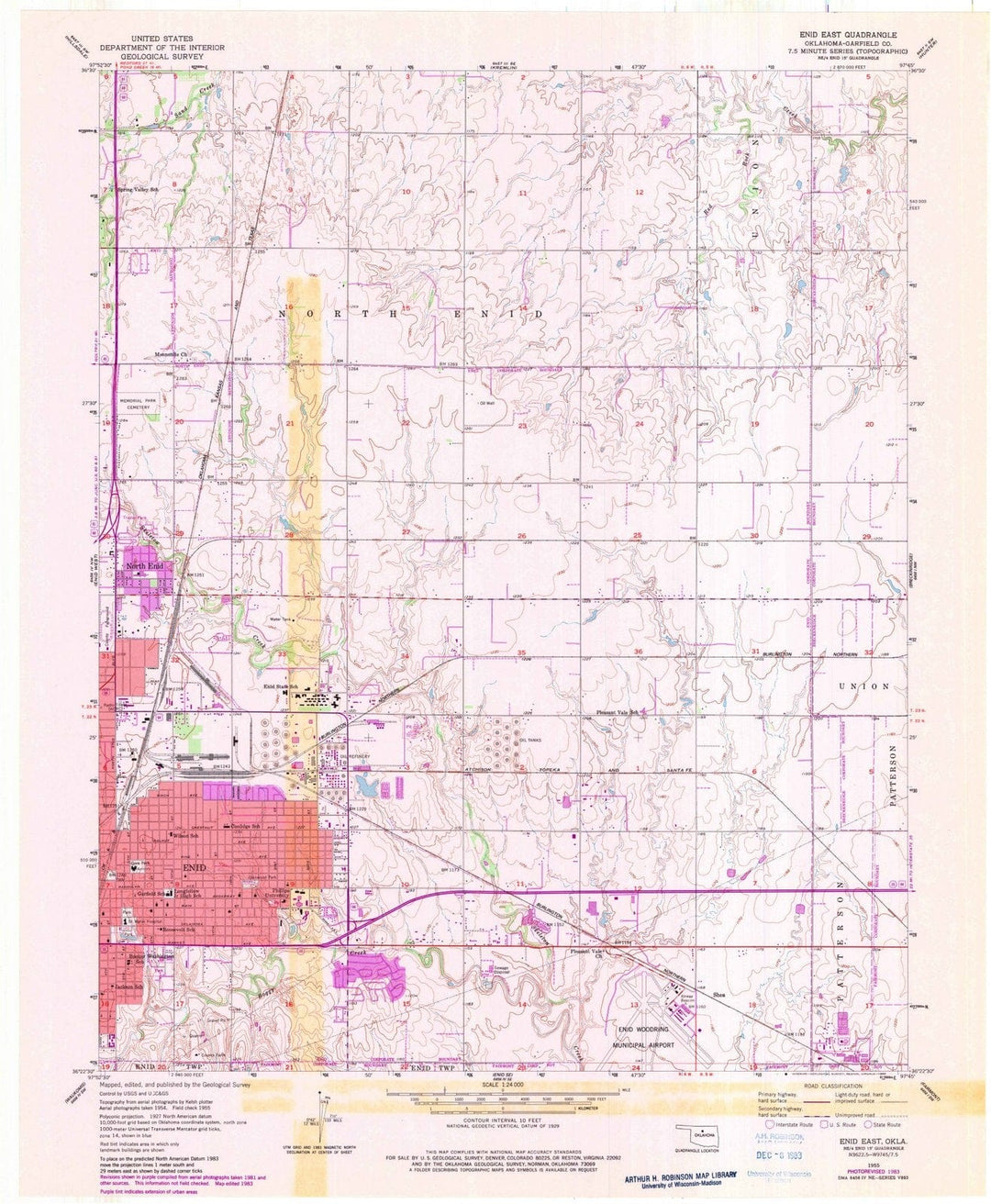 1955 Enid East, OK - Oklahoma - USGS Topographic Map