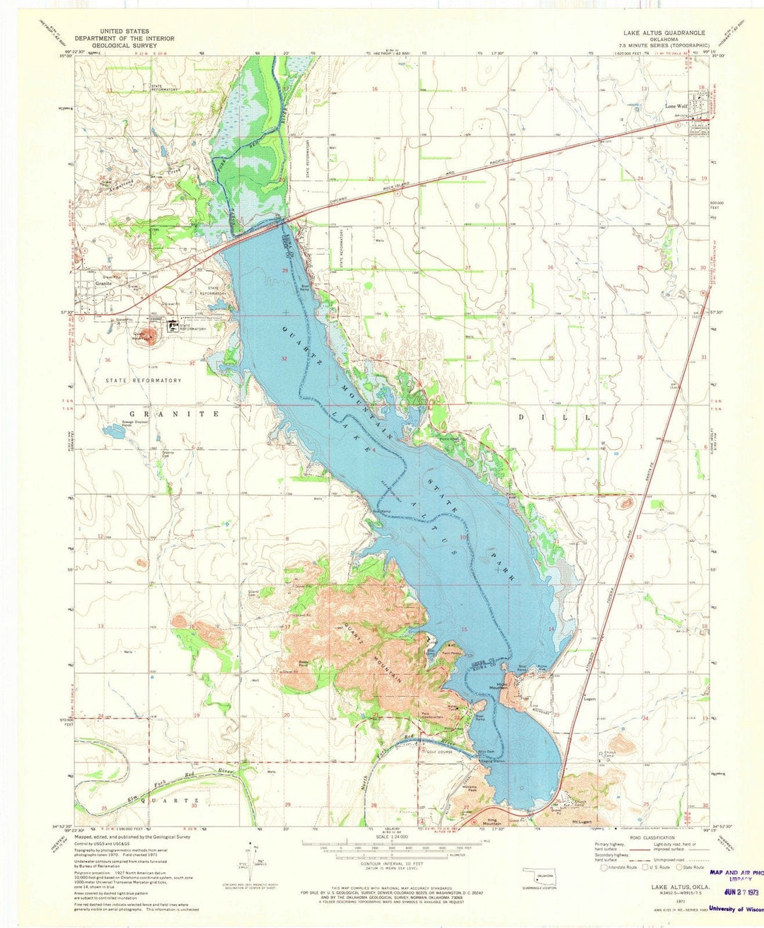 1971 Lake Altus, OK - Oklahoma - USGS Topographic Map