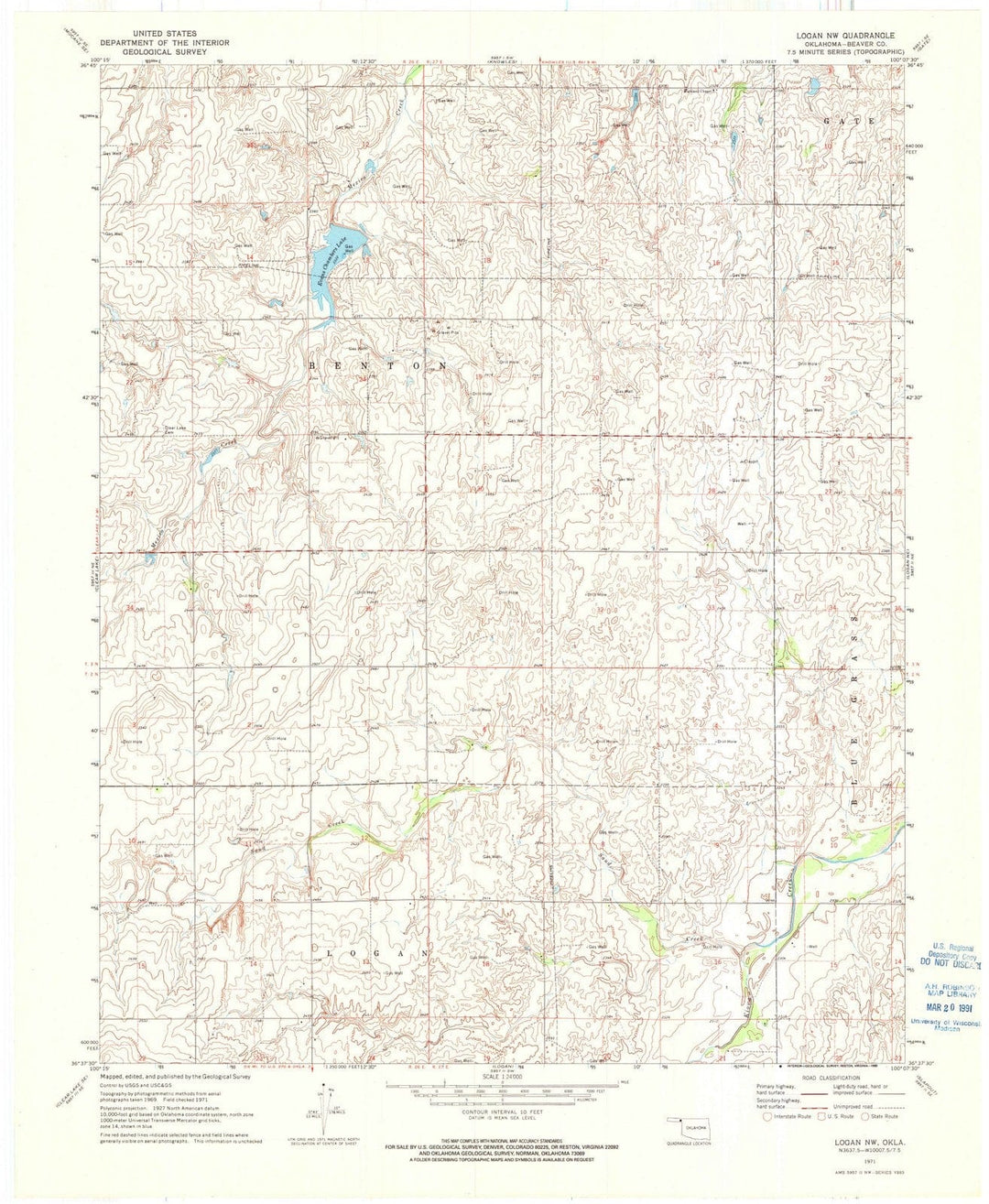 1971 Logan, OK - Oklahoma - USGS Topographic Map v2