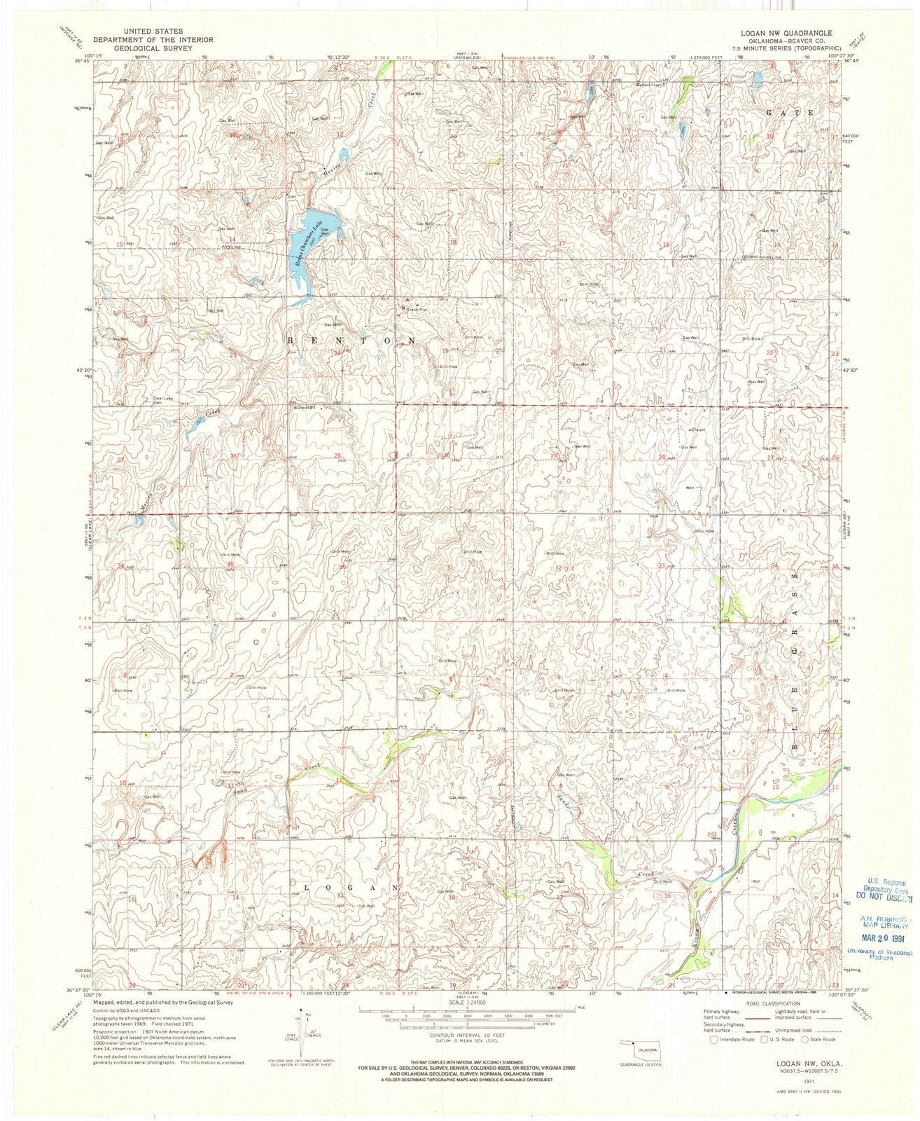 1971 Logan, OK - Oklahoma - USGS Topographic Map v2