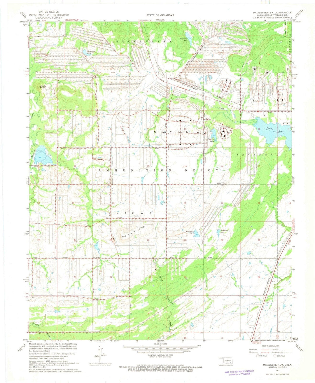 1967 Mc Alester, OK - Oklahoma - USGS Topographic Map