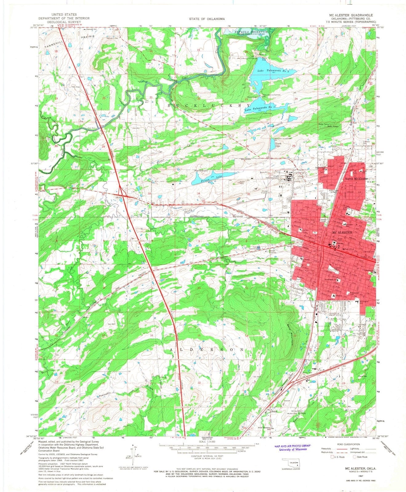 1967 Mc Alester, OK - Oklahoma - USGS Topographic Map v2