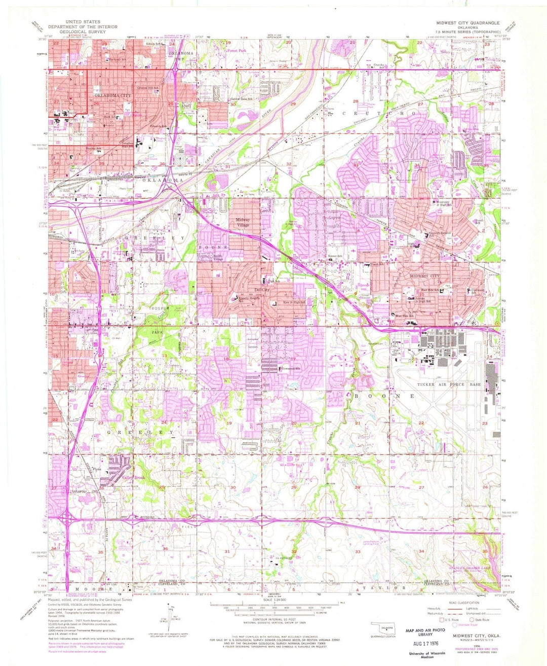1956 Midwest City, OK - Oklahoma - USGS Topographic Map