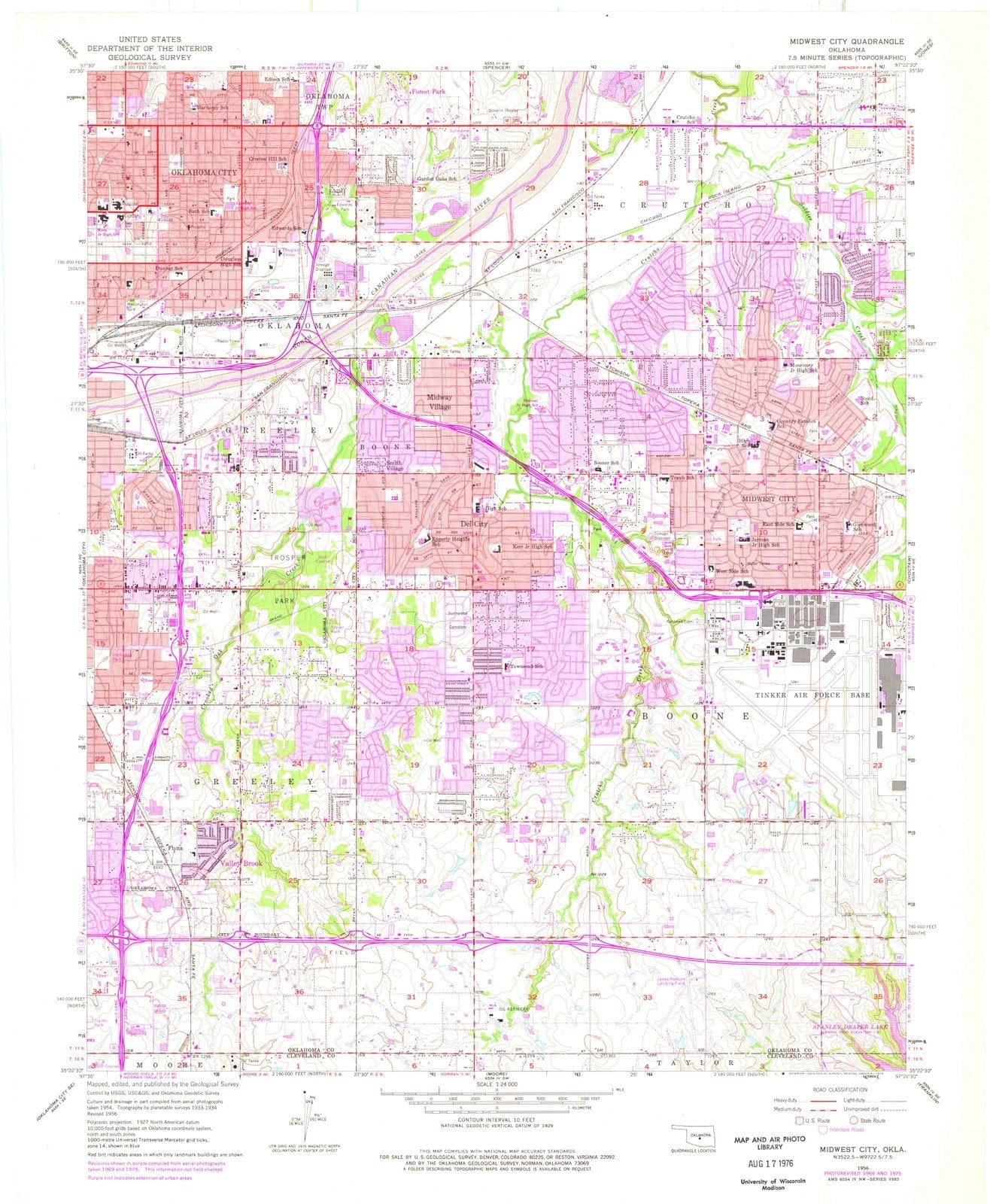 1956 Midwest City, OK - Oklahoma - USGS Topographic Map