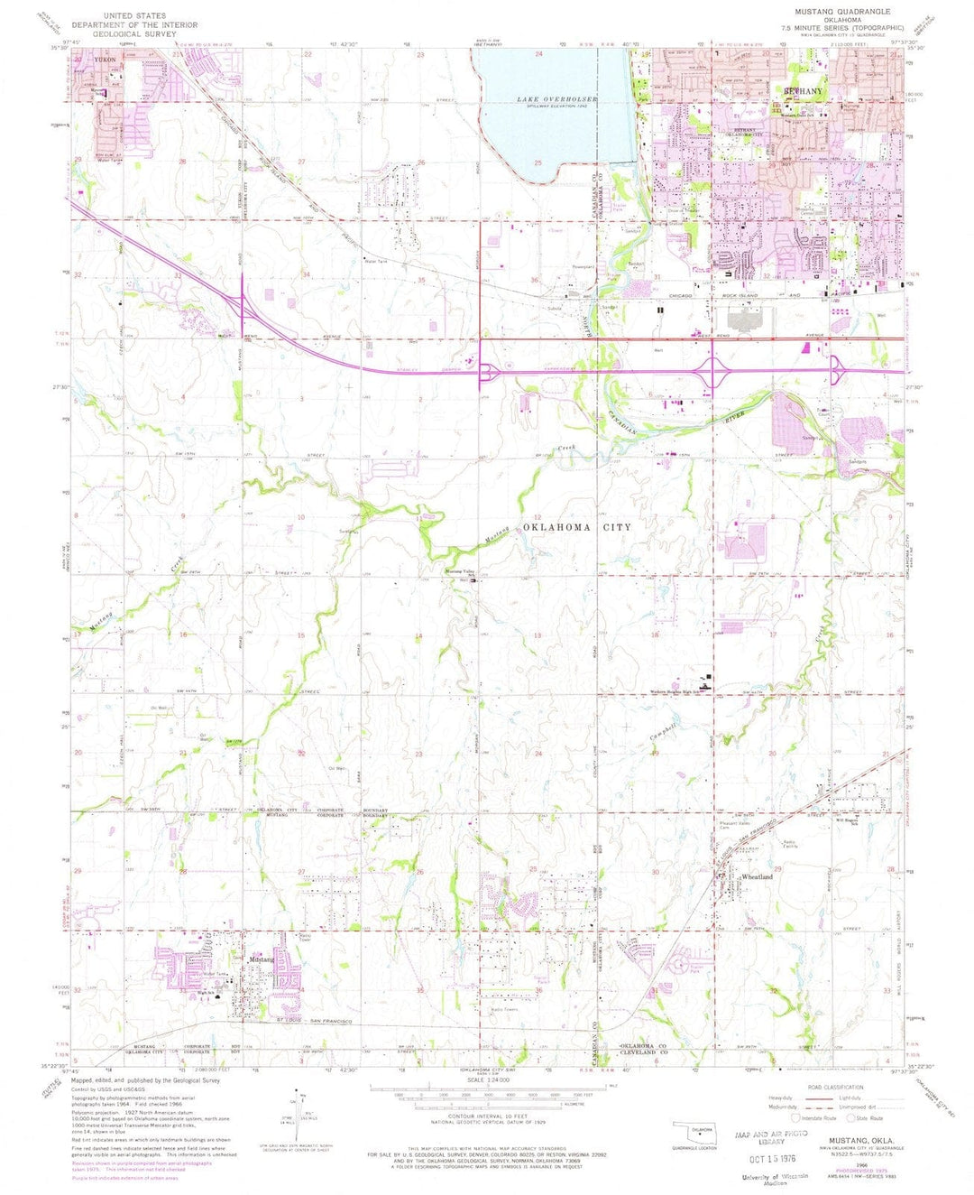 1966 Mustang, OK - Oklahoma - USGS Topographic Map