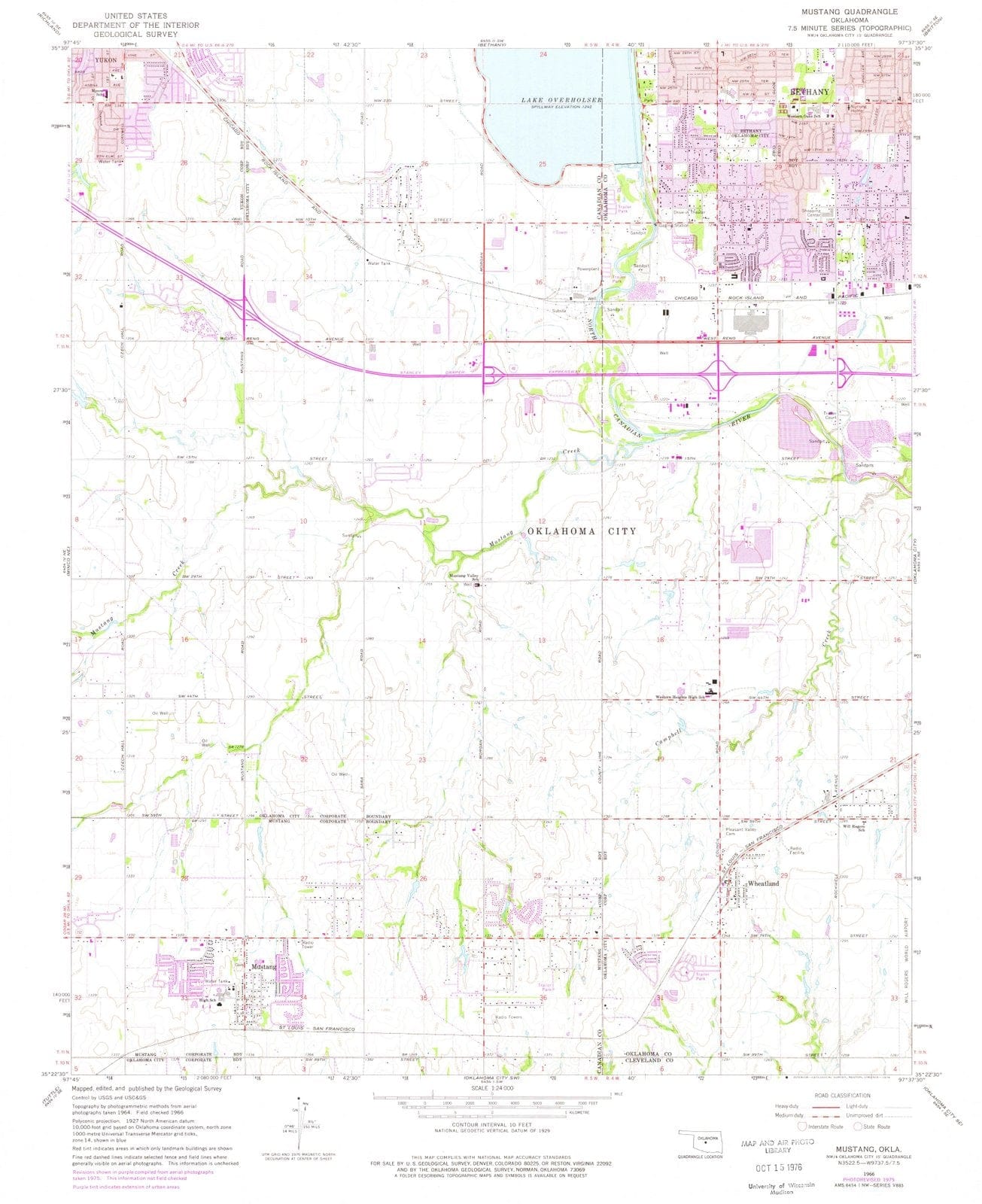 1966 Mustang, OK - Oklahoma - USGS Topographic Map